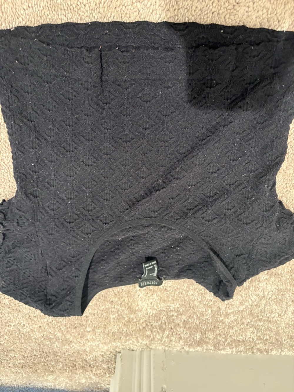 Forever 21 Black Textured Short Sleeve Top
